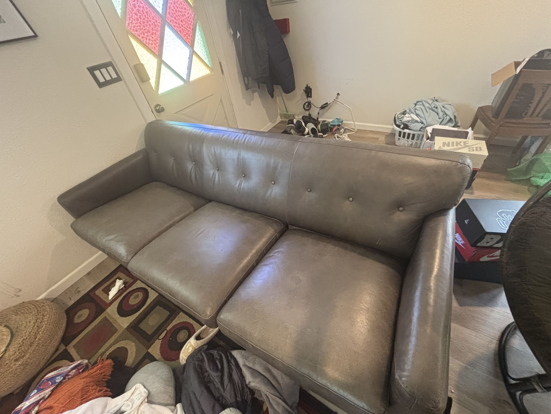 Grey Leather Couch