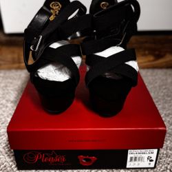 Pleaser DELIGHT-638 Black Faux Leather Sandal