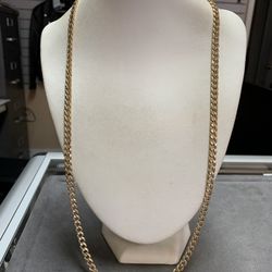 10K Yellow Gold Hollow Curb Link Chain (27.5”) 22 Grams 