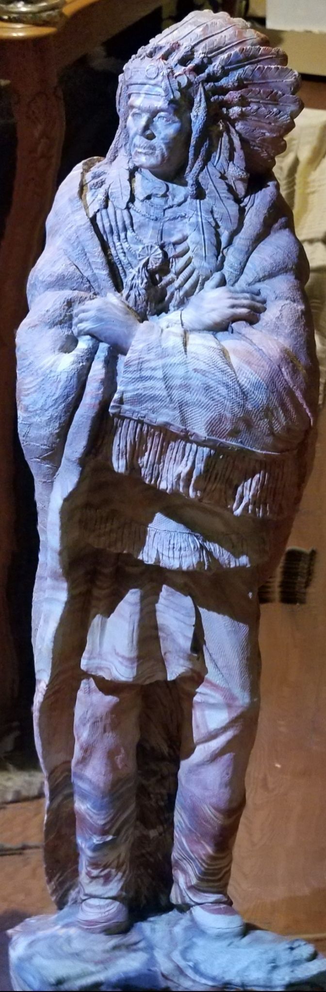 Clay Indian statue artist signed