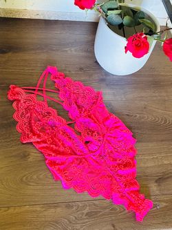 Red Lace Lingerie Bodysuit