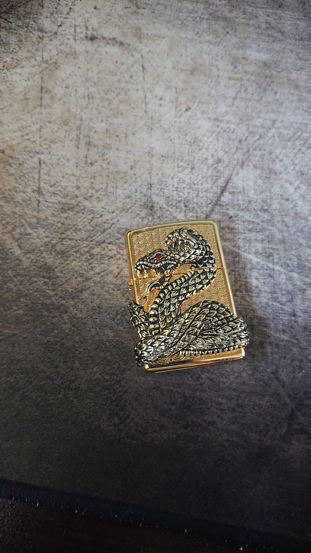 Barely Used Zippo Gold Snake 3d Rare Collectible