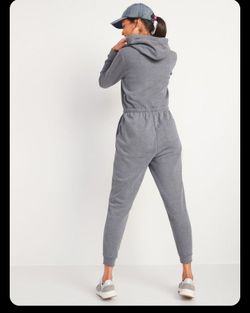 Cozy Zip-Front Hoodie Jumpsuit Top  Women's Size L Large  romper pants  sweater shirt