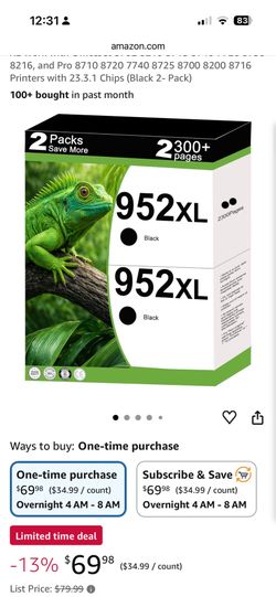 952 XL Black Printer Ink