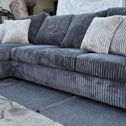2 Pieces Sectional L Custom Made Charcoal Grey 