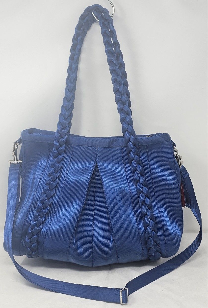 RARE HTF Blue Harveys Braided Sophia Seatbelt Handbag Tote With STRAP & Hang Tag