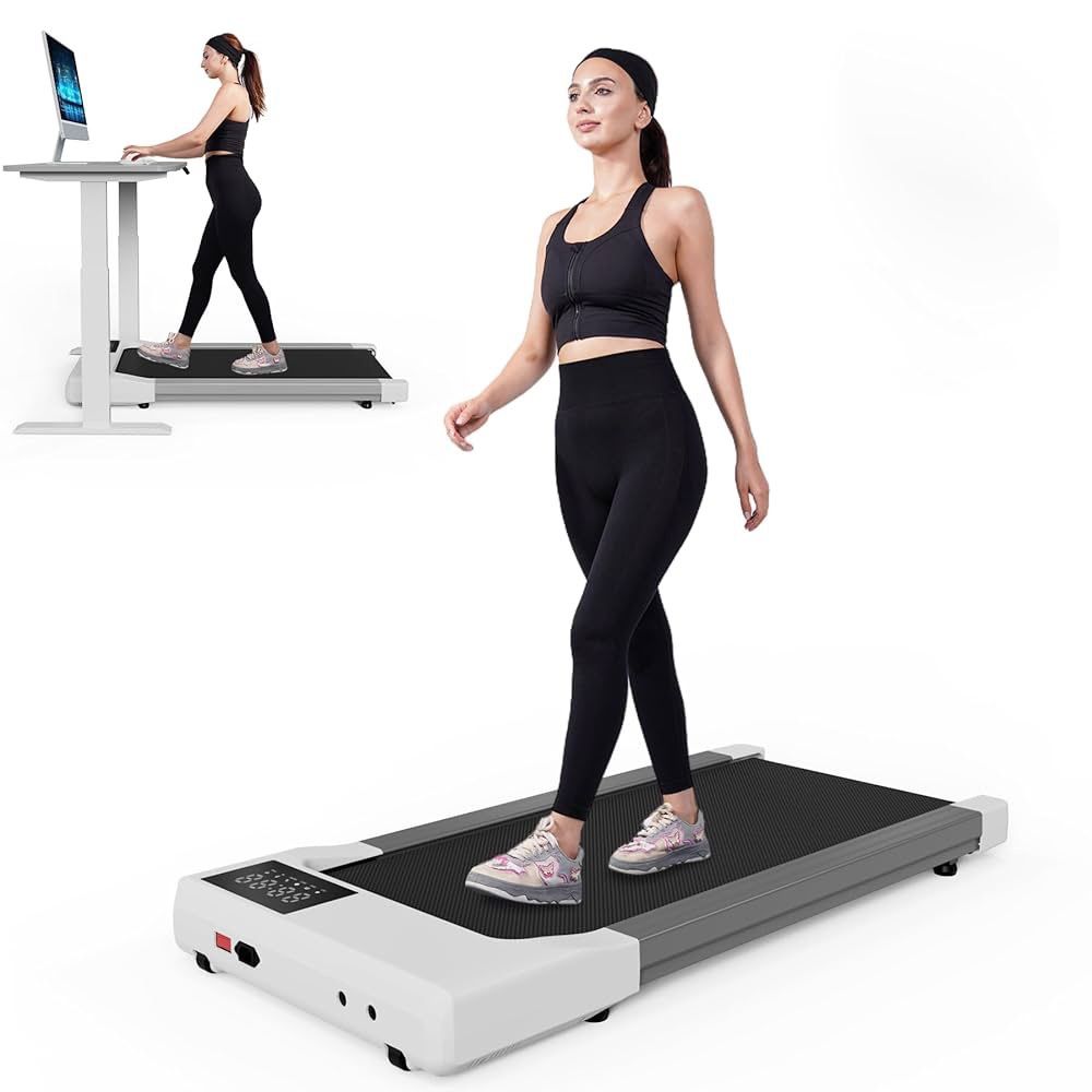 2025 Upgrade Walking Pad, Smart Under Desk Treadmill for Home Office, No-Assembly Treadmills with APP and Remote Control, LED Display, 2.5 H