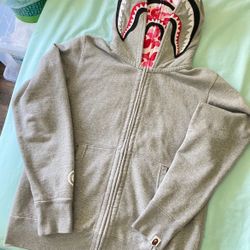 Bape Gray Double Hoodie 