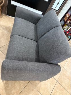 Rena Loveseat Set, 2 Pillows, Dark Gray Burlap Fabric
