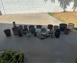 Large Lot of more than 60 large to small plastic pots planters starters