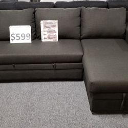 Brand New 89" x 57" Black Or Gray Linen Convertible Pullout Sofa Bed