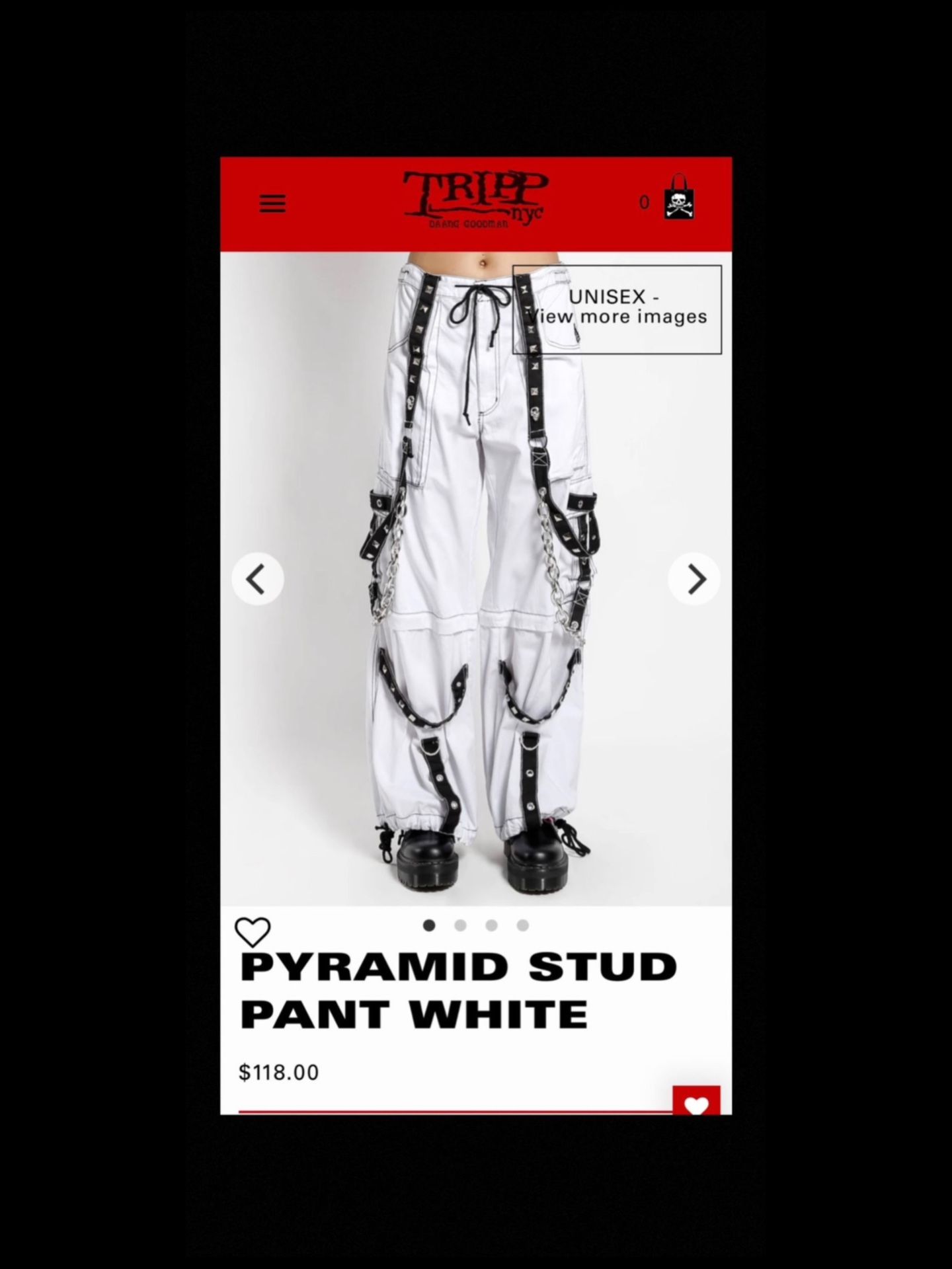 【TRIPP NYC】PYRAMID STUD STRAP PANTS Tripp Pyramid Stud Pants [White] – VampireFreaks