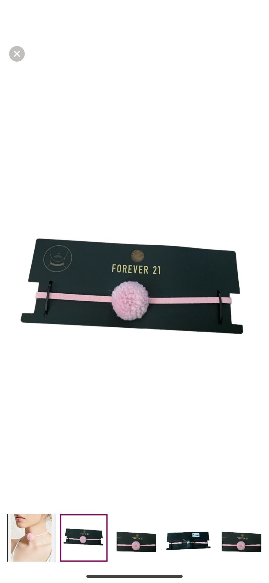 FOREVER 21 pink suede Pom Pom choker one size