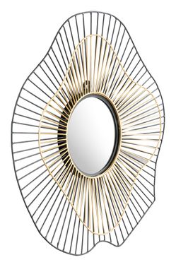 Comet Black & Gold Round Mirror