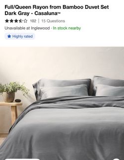 Full/Queen Rayon from Bamboo Duvet Set Dark Gray - Casaluna™