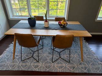 West Elm kitchen table, 4 chairs and rug