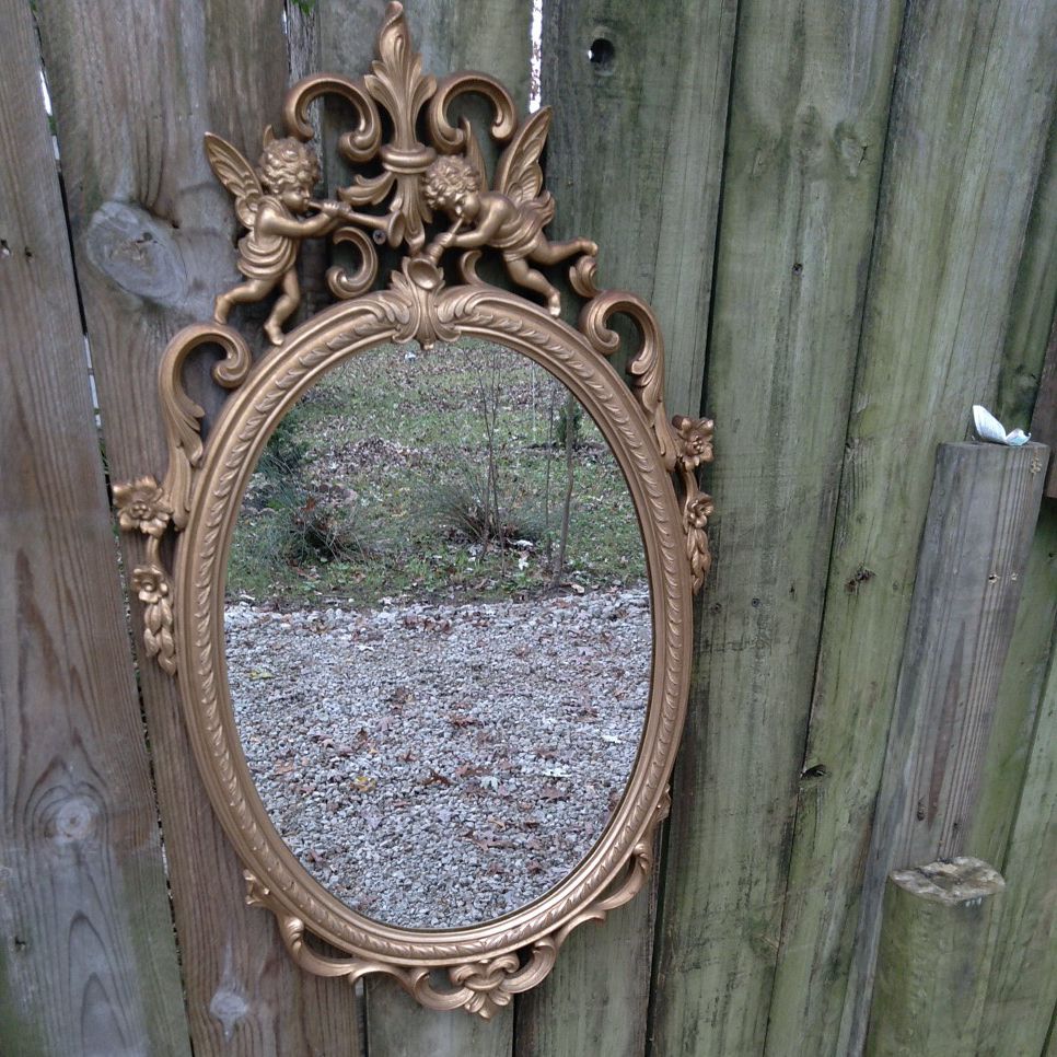Large gold wall hanging mirror