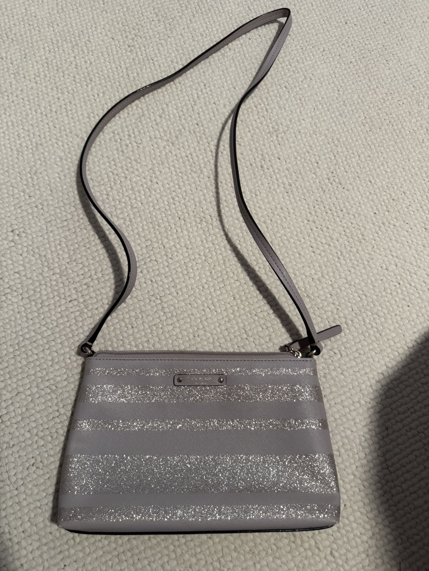 Womens Purple Silver Sparkly Kate Spade Crossbody Shoulder Bag Purse