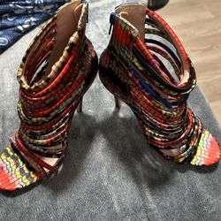 Andrea Multicolored Strap Heels Size 7 1/2
