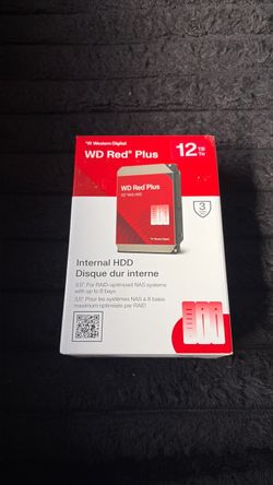 Western Digital 12TB WD Red Plus NAS Internal Hard Drive HDD - 7200 RPM, SATA 6 GB/s, CMR, 512 MB Cache, 3.5" - WD120EFGX