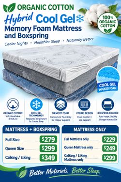 Full Organic Cool Gel Memory Foamm matres