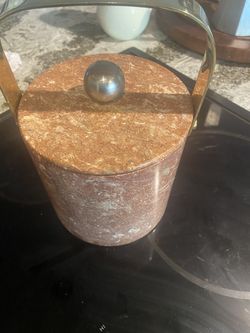 Beautiful Vintage Marble & Brass Ice Bucket - Perfect Condition 