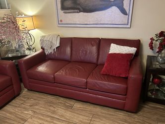Sofa And Love Seat In Red Leather