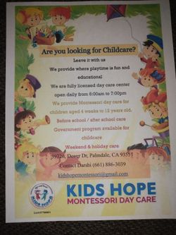 Kids Hope Montessori Daycare in Palmdale 