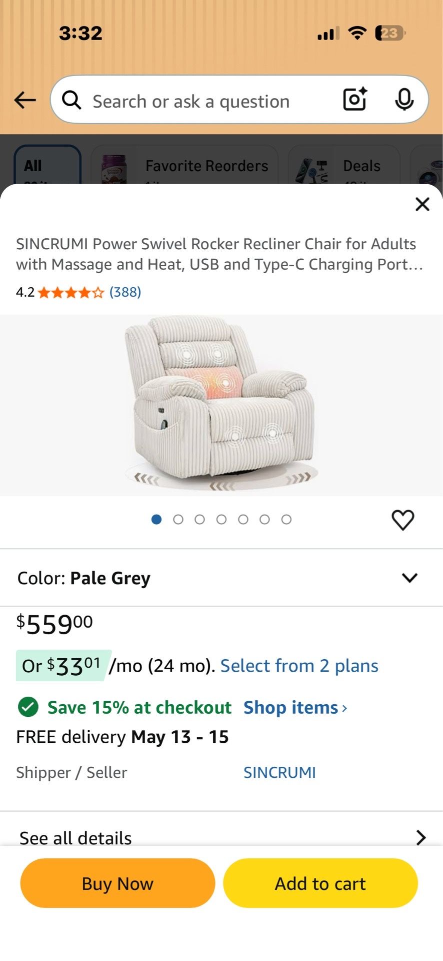 Recliner chair with message and Heat