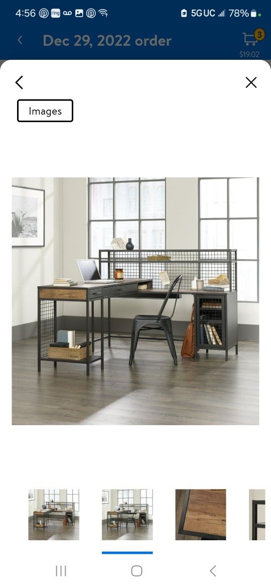 Better Homes & Gardens Lindon Place L-Shaped Desk, Vintage Oak Finish