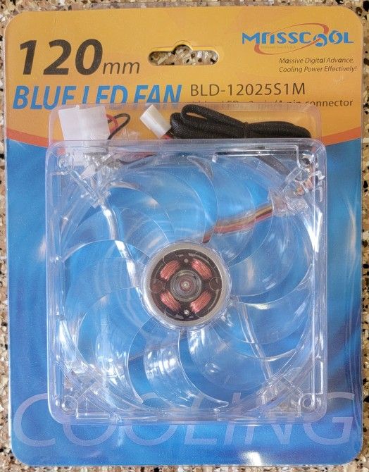 APEVIA CF12SL-UBL Blue LED Cooling case Fan (new!)