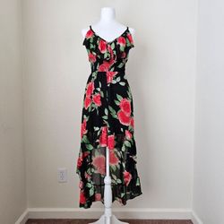 Floral Black Maxi Dress - XS