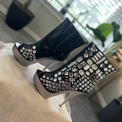 Black and Silver Booties Size 10