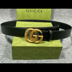Leather Gold Black Gucci Belt. Brand New... In The BOX....