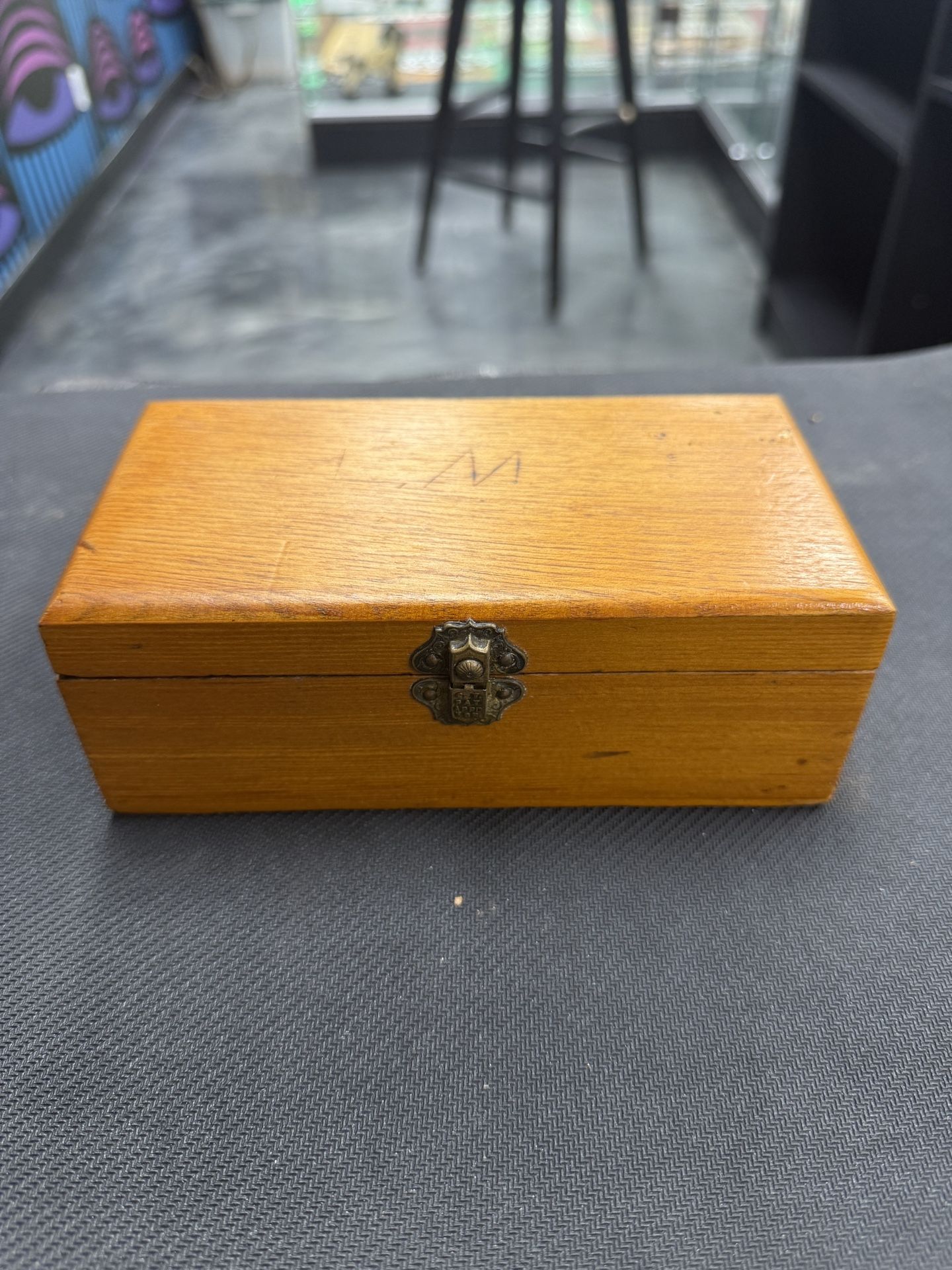 Vintage Handcrafted Wooden Keepsake Box with Burgundy Velvet Interior