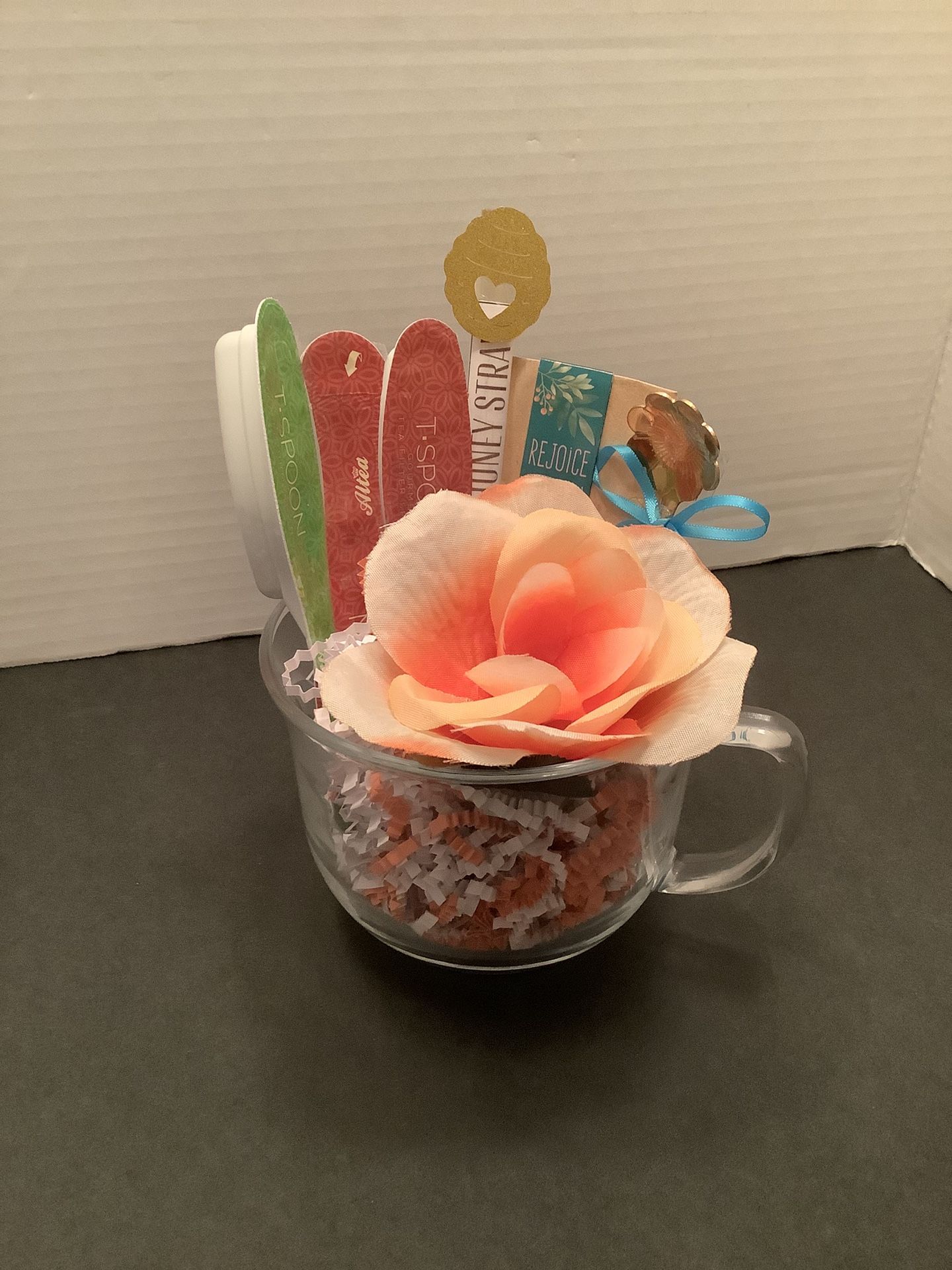 MOTHER’S DAY Whimsy in a Cup: Cherry Vanilla & Green Tea Gift Set (peach rose)