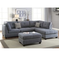 Gorgeous Gray Colored 3 Piece Sectional Set