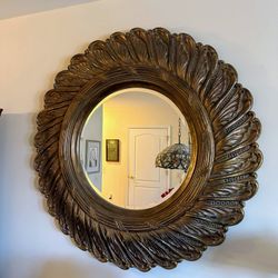 HOWARD ELLIOTT COLLECTION Round Mirror in Burnished Gold