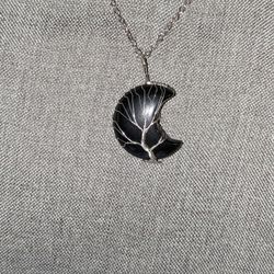 Wire Wrapped Crescent Moon Necklace 