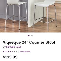 2 White 24” Counter Stools