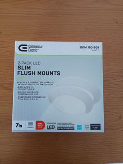 Commercial Electric 2-Pack LED Slim Flush Mounts 7in