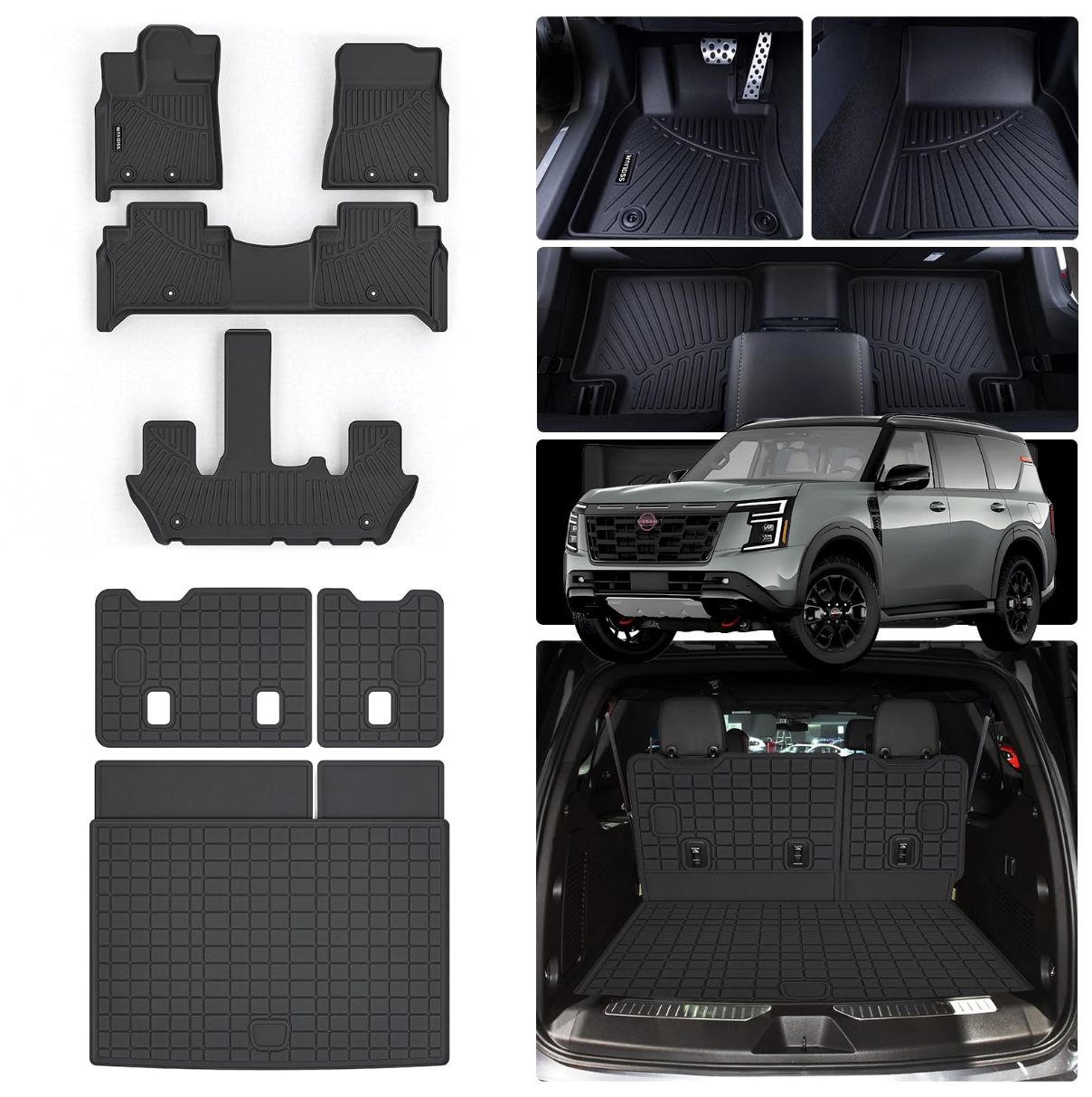 WAYIDSS Floor Mats For 2025 Nissan Armada/Infiniti QX80 7 Seats