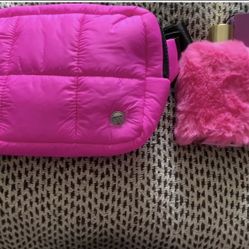 Hot Pink Belt Bag With Perfume