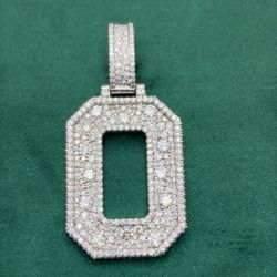 NUMBER 0 VVS D Moissanite Sterling Silver Pendant