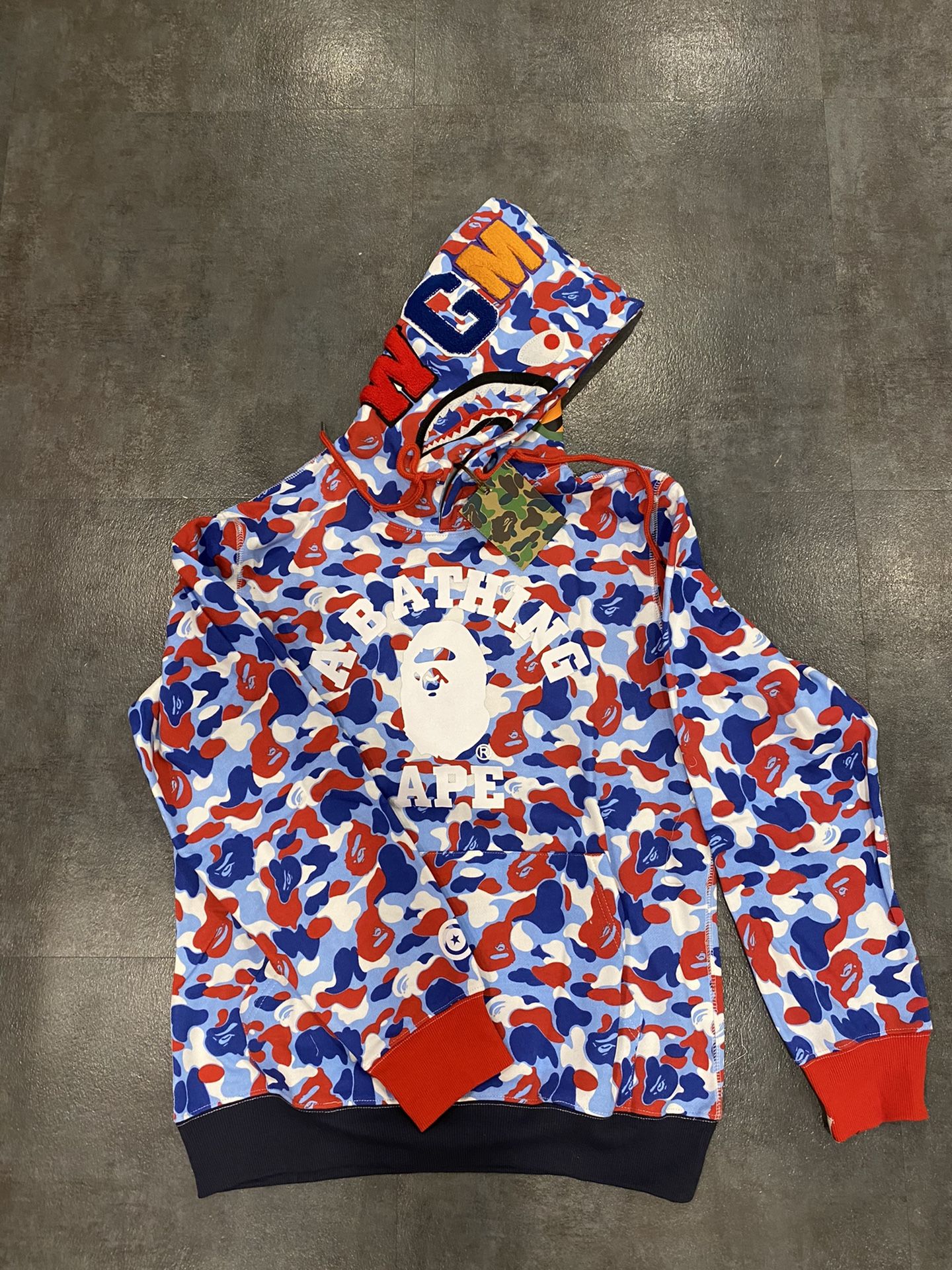 Logo red white bape hoodie M L XL