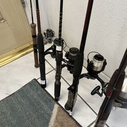 Various fishing poles & reels new/used
