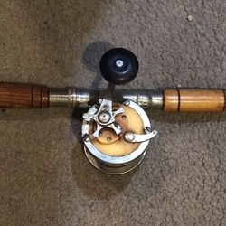 Vintage 7 FT CherryWood  Fishing Pole With A Vintage Garcia Michell 622 Reel 