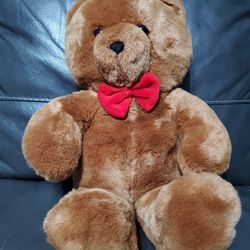 Dakin Vintage ‘86 Teddy Bear Plush Brown Red Tie 20” Fun Farm By Dakin Korea