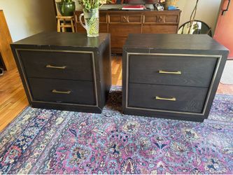 SCANDINAVIAN DESIGNS CARTER Night Stand End Table Set Wood Brass