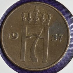 1957 Norway 5 Ore Coin